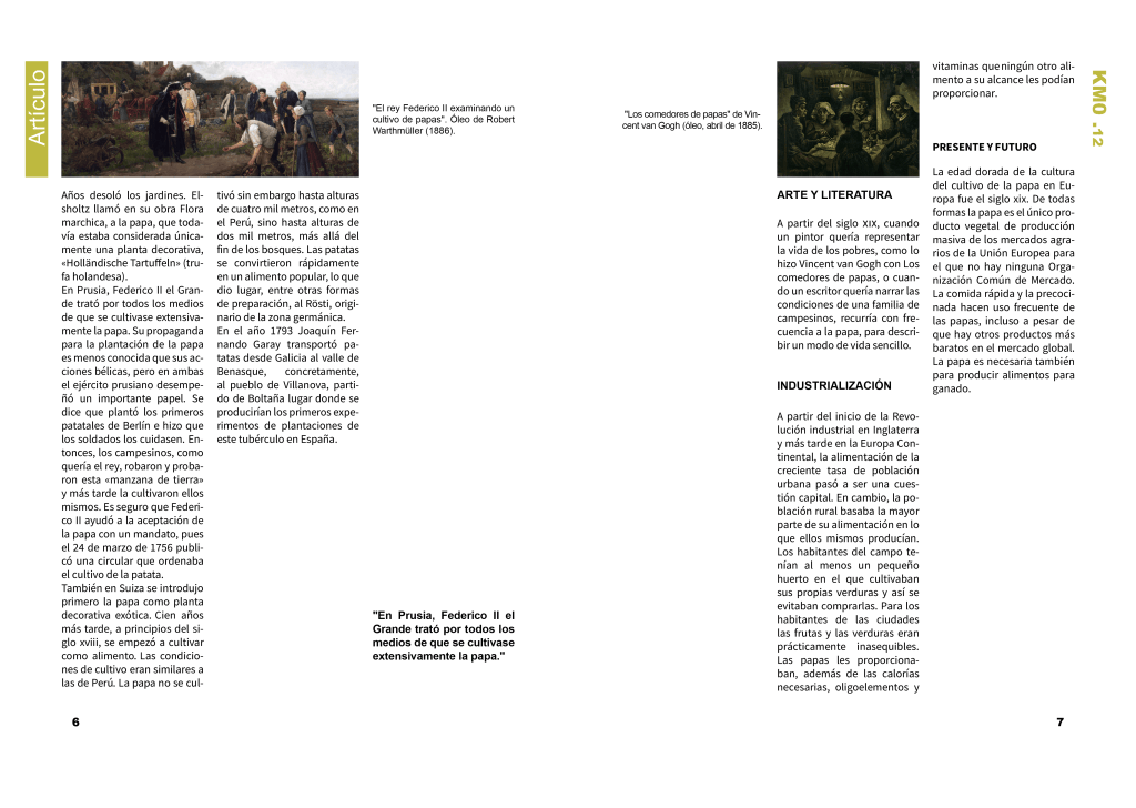 Maquetación interior de la revista impresa KM.0